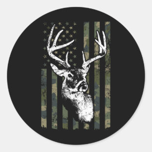 Whitetail Buck Deer Junting Usa Camouflage Amerika Runder Aufkleber
