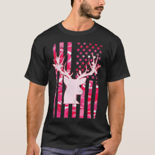 Whitetail Buck Deer Pink Camoue, USA, Camouflage T-Shirt