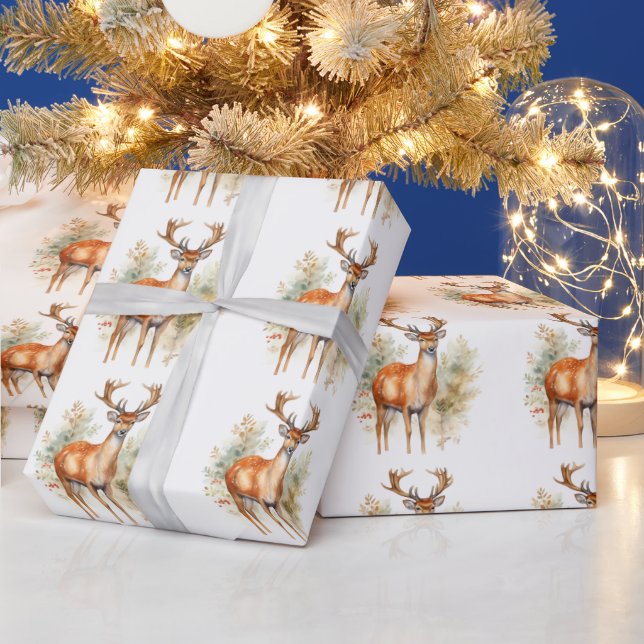 Whitetail Buck Forest Weihnachten Geschenkpapier (Feiertage)