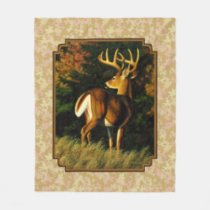 Whitetail Buck Herbstleaves Fleecedecke