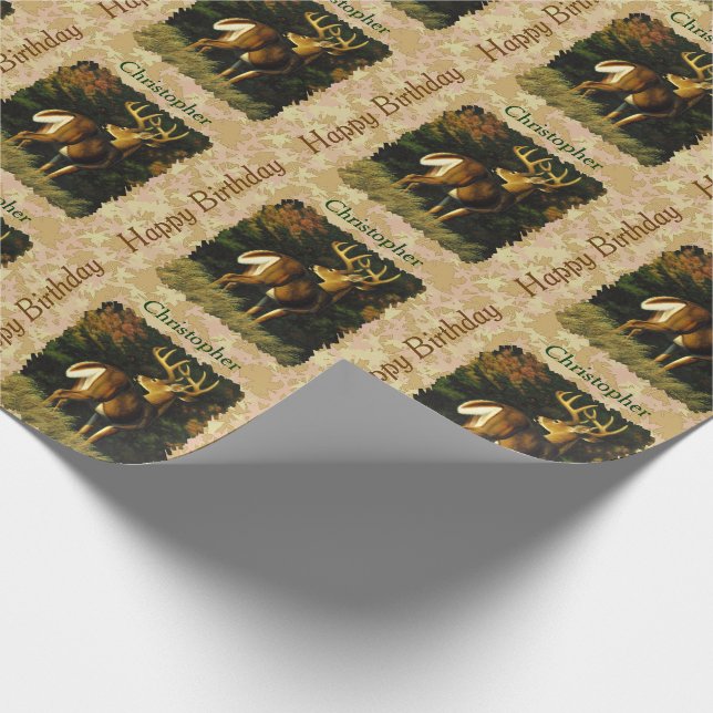 Whitetail Buck Herbstleaves Geschenkpapier (Ecke)