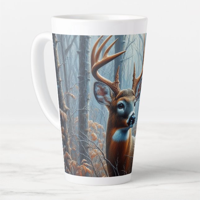 Whitetail Buck im Wald Milchtasse (Linke Ecke)