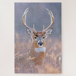 Whitetail Buck in Field Landscape Painting Puzzle