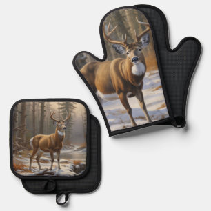 Whitetail Buck Ofenhandschuh & Topflappen-Set
