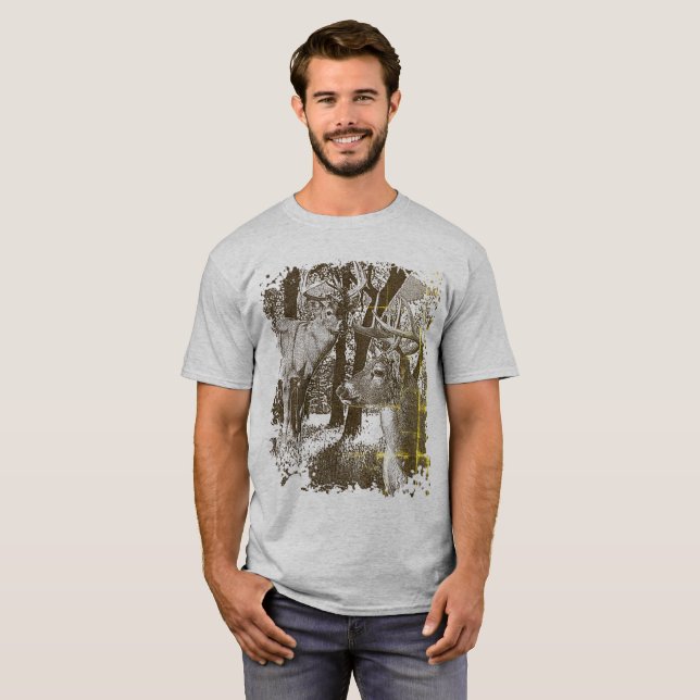 WhiteTail Deer, Alert Bucks, T-Shirt (Vorne ganz)