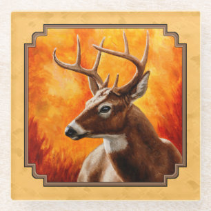 Whitetail Deer Autumn Gold Glasuntersetzer