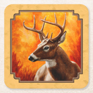Whitetail Deer Autumn Gold Rechteckiger Pappuntersetzer