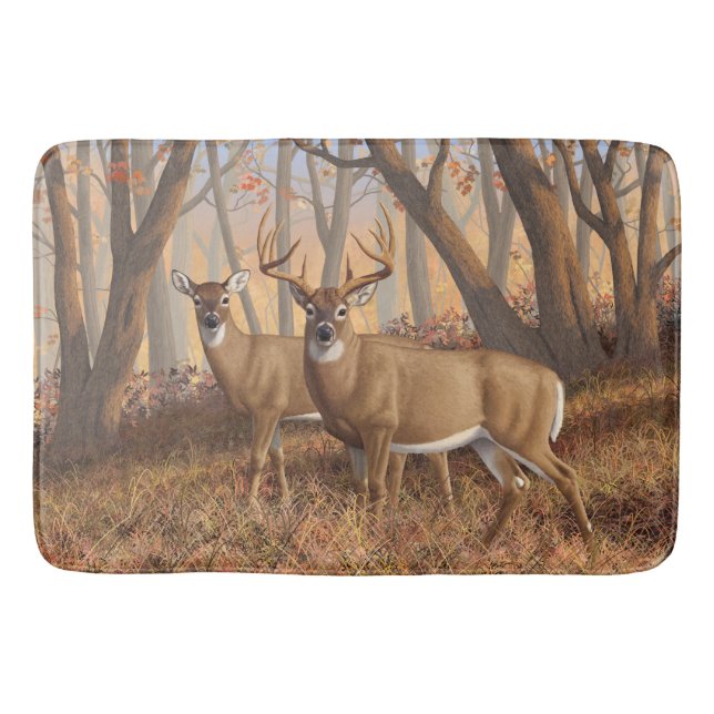 Whitetail Deer Buck & Dos Herbstmapelwald Badematte (Vorderseite)