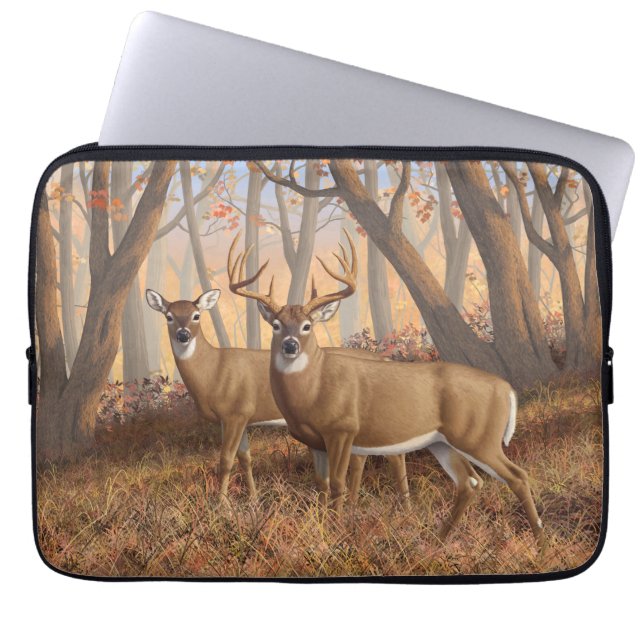 Whitetail Deer Buck & Dos Herbstmapelwald Laptopschutzhülle (Vorderseite)