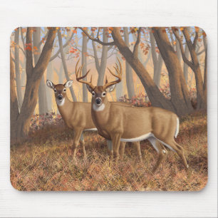 Whitetail Deer Buck & Dos Herbstmapelwald Mousepad