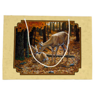 Whitetail Deer Fawn & Doe Yellow Große Geschenktüte