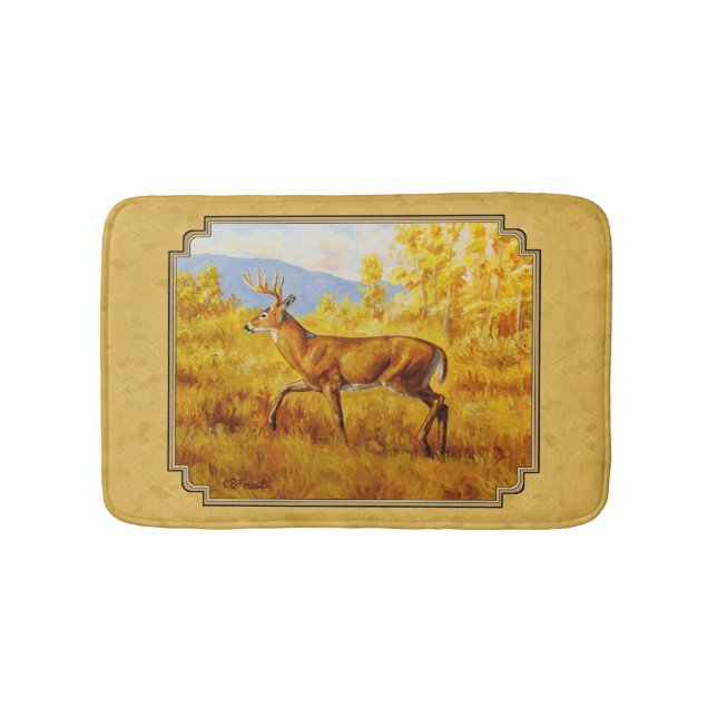 Whitetail Deer Golden Aspen Wood Badematte (Vorderseite)