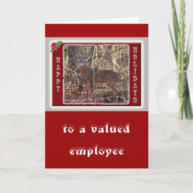 Whitetail Deer Happy Holidays Feiertagskarte (Vorderseite)