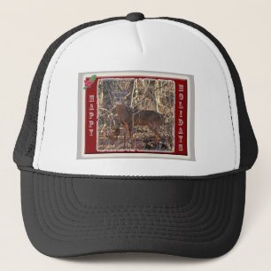 Whitetail Deer Happy Holidays Truckerkappe