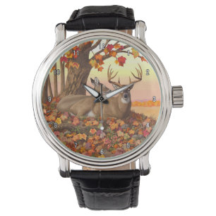 Whitetail Deer im Herbst Herbstfarben in New Engla Armbanduhr