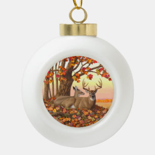 Whitetail Deer im Herbst Herbstfarben in New Engla Keramik Kugel-Ornament