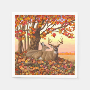 Whitetail Deer im Herbst Herbstfarben in New Engla Serviette