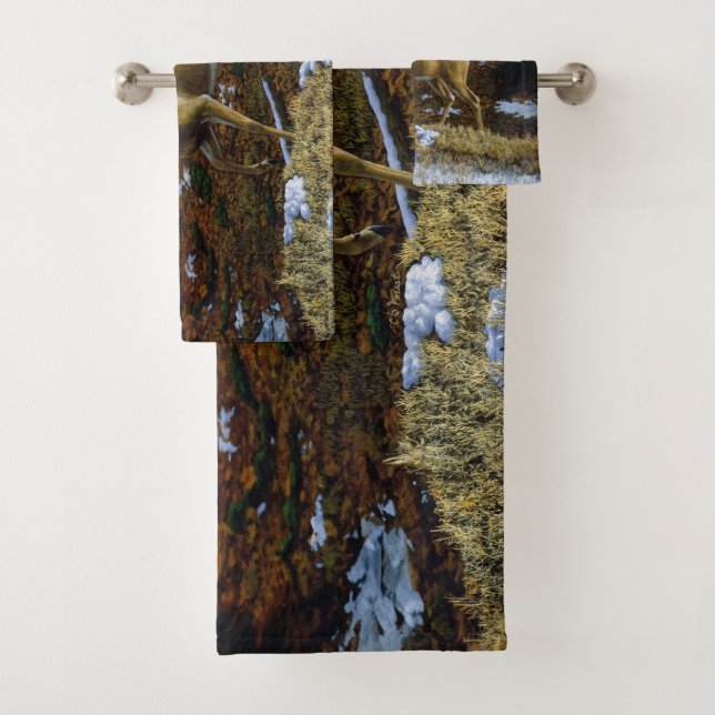 Whitetail Deer im Herbstwald Badhandtuch Set (Insitu)