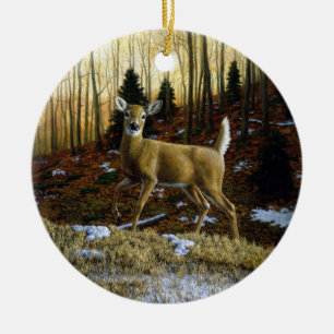 Whitetail Deer im Herbstwald Keramik Ornament
