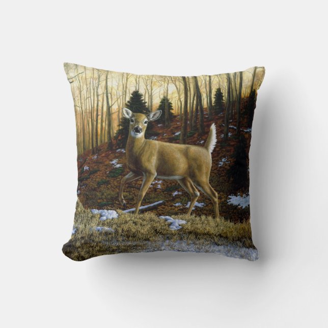Whitetail Deer im Herbstwald Kissen (Vorderseite)