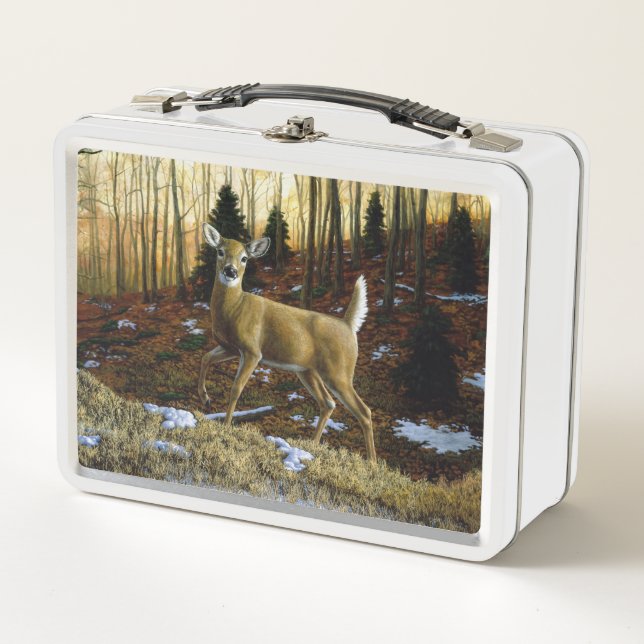 Whitetail Deer im Herbstwald Metall Brotdose (Vorderseite)
