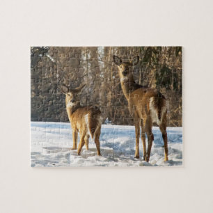 Whitetail Deer im Schnee Puzzle