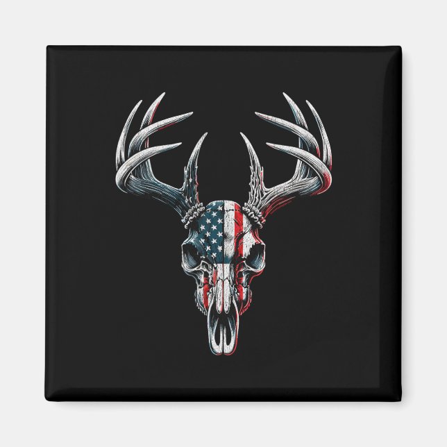 Whitetail Deer Jagd - Amerikanische Flagge auf Buc Magnet (Vorne)