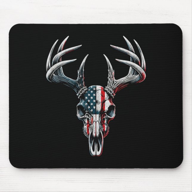 Whitetail Deer Jagd - Amerikanische Flagge auf Buc Mousepad (Vorne)