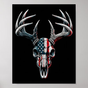 Whitetail Deer Jagd - Amerikanische Flagge auf Buc Poster