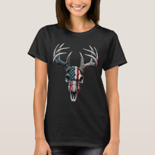 Whitetail Deer Jagd - Amerikanische Flagge auf Buc T-Shirt