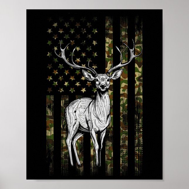 Whitetail Deer Jagd Jäger Gift Camouflage Ame Poster (Vorne)