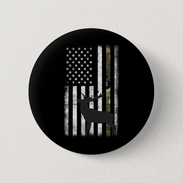 Whitetail Deer Junting Elk Buck Camouflage Americ Button (Vorderseite)