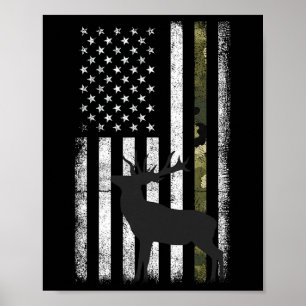 Whitetail Deer Junting Elk Buck Camouflage Americ Poster