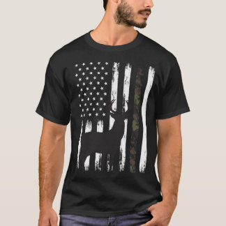 Whitetail Deer Junting Hunter Buck Camouflage Amer T-Shirt
