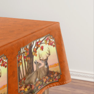 Whitetail Deer Maple Tree Herbst Orange Tischdecke