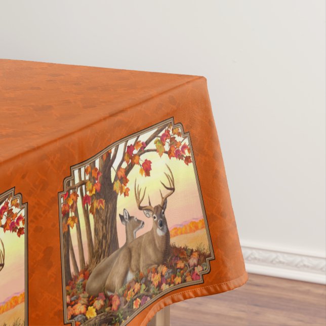 Whitetail Deer Maple Tree Herbst Orange Tischdecke (Beispiel)