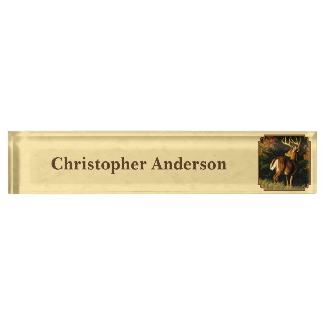 Whitetail Deer Monster Buck Yellow Namensplakette (Vorderseite)