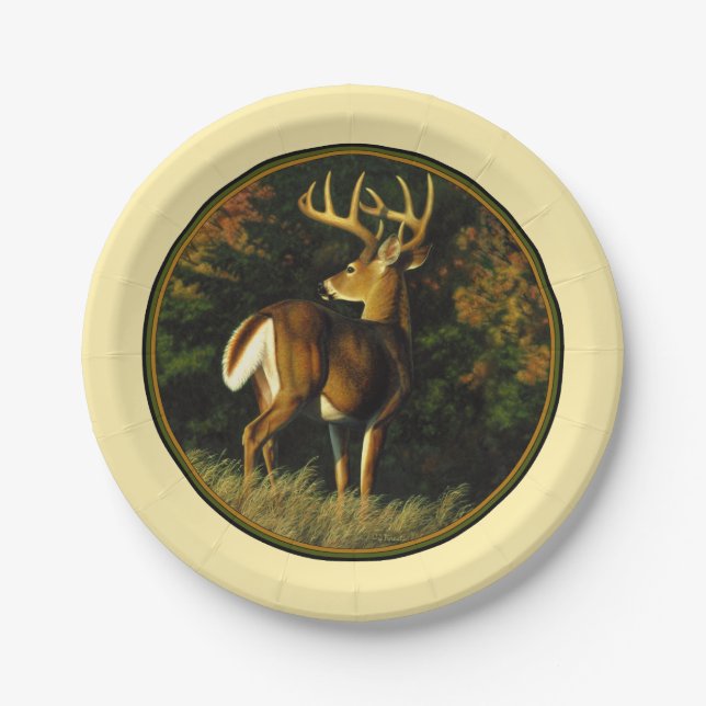 Whitetail Deer Monster Buck Yellow Pappteller (Vorderseite)