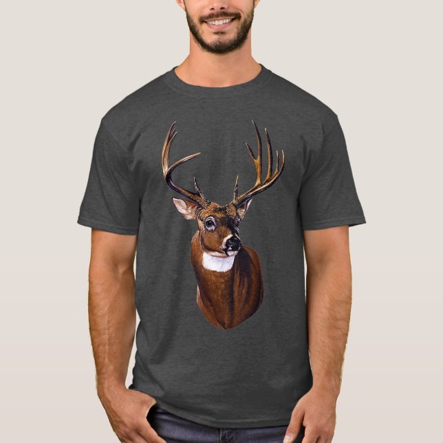 Whitetail Deer Portrait Antlers Wildlife Gift T-Shirt (Vorderseite)