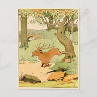 Whitetail Deer Stag Bolting im Wald Postkarte
