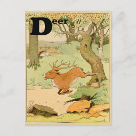 Whitetail Deer Stag läuft im Wald Postkarte