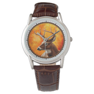 Whitetail Deer Trophy Buck Head Armbanduhr