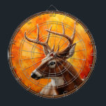 Whitetail Deer Trophy Buck Head Dartscheibe<br><div class="desc">Portrait eines weißen Buchs,  der trophische Geweihe liebt,  umgeben vom goldenen Glanz des Herbstes. Realistische Kunstwerke aus einem originalen Ölgemälde des Künstlers Crista Forest.</div>
