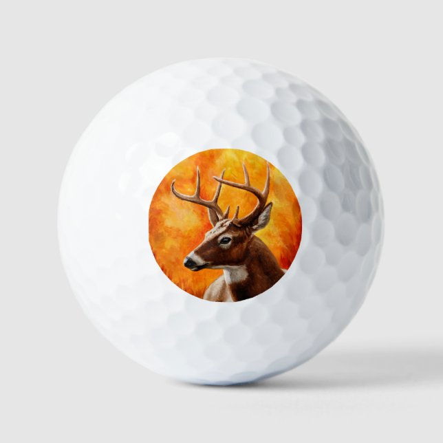 Whitetail Deer Trophy Buck Head Golf Balls Golfball (Vorderseite)