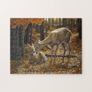 Whitetail Deer und Fawn Autumn Puzzle