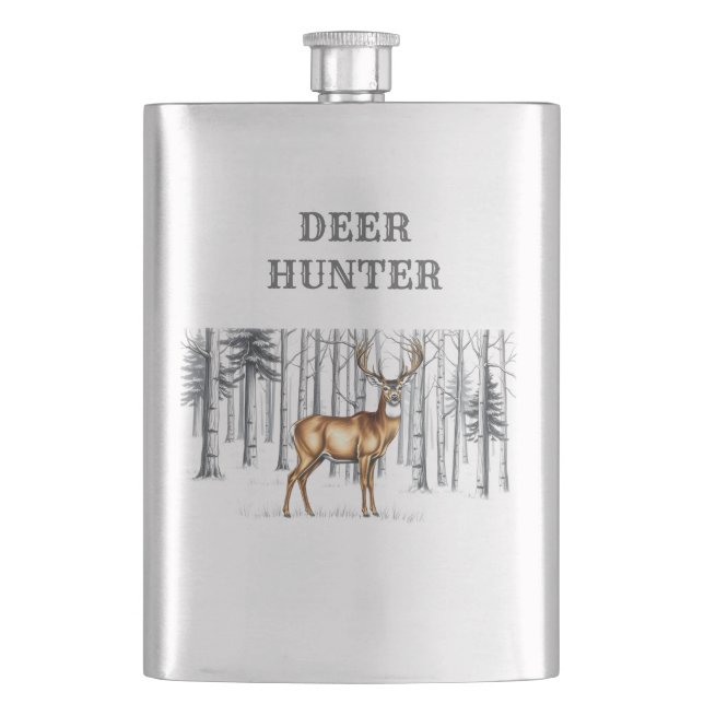 Whitetail Dei im Forest Hunter Flask Flachmann (Vorderseite)