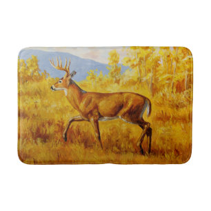 Whitetail Dei im Herbst Aspen Forest Badematte