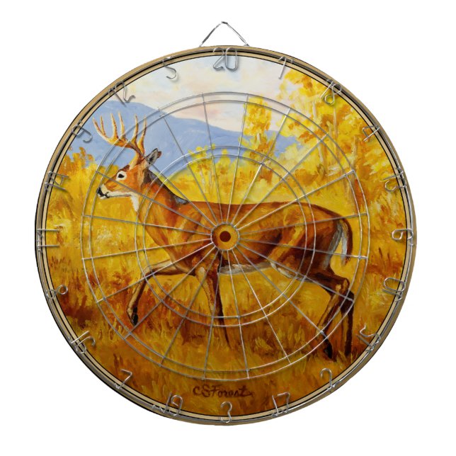 Whitetail Dei im Herbst Aspen Forest Dartscheibe (vorne)