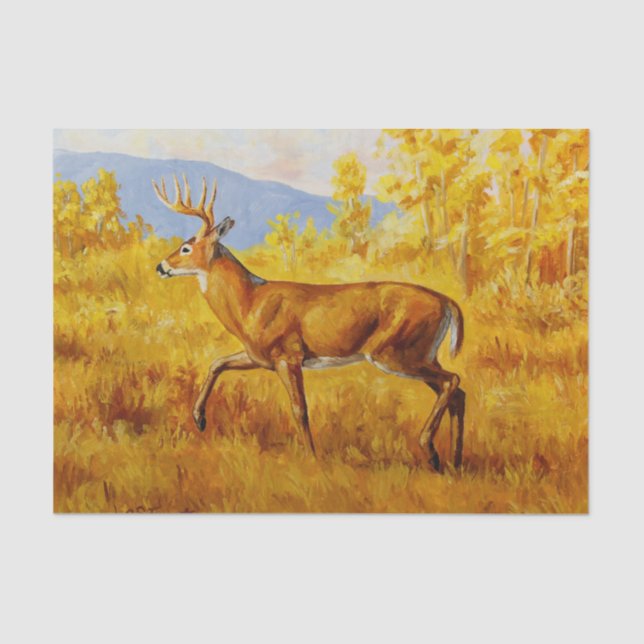 Whitetail Dei im Herbst Aspen Forest Seidenpapier (Vorderseite)