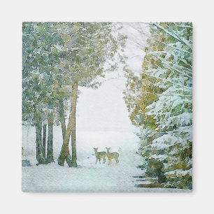 Whitetail Dez im Winter Schnee Wildlife Magnet